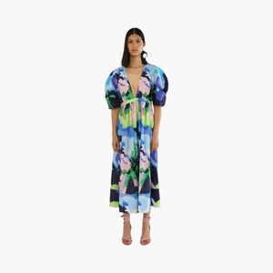 NEW DE LORETA ita dress in oleo azul print